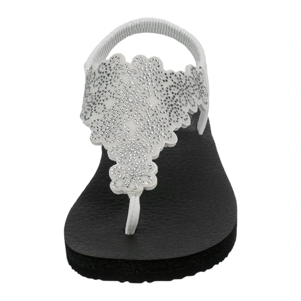 Skechers Meditation Floral Lover Sandals NIB White Rhinestone Yoga Foam Size 6 - Picture 8 of 11